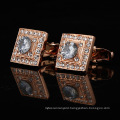 Bling Jewelry Square Rose Gold Plated Cufflinks Brass Luxury Crystal Rhinestone Suit Cufflinks